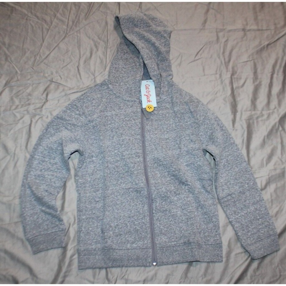 Cat & Jack Boys' Fleece Zip-Up Hooded Sweatshirt Hoodie Solid gray Size S 6/7